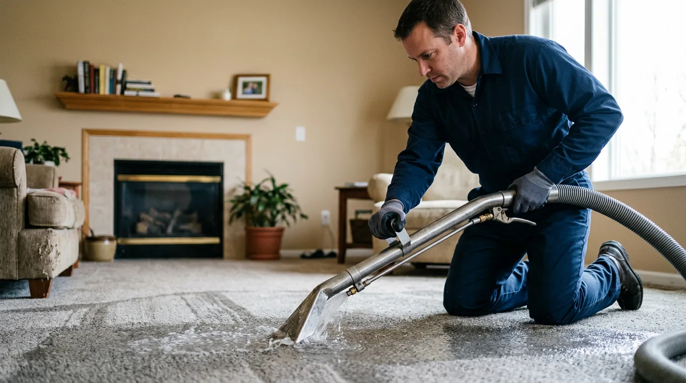 Water damage restoration technician working near Fairfield, CT